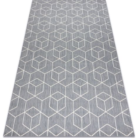 Teppich FLAT 48655/637 SISAL - 3D-Würfel grey 80x150 cm