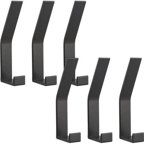 Crochet Mural - Alliage D Aluminium - Charge Maximale 22 7 Kg - Pour Vestes Manteaux Echarpes Sacs - Noir - Lot De 6 (1/5)