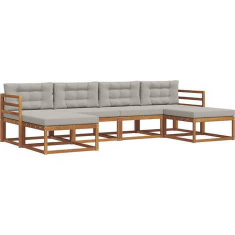 Conjunto de sofás de exterior 6 pcs Gris Natural y Claro vidaXL (1/5)