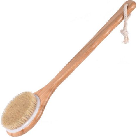 Brosse Exfoliante Dos & Corps pour la Douche - Gratte Dos à Long Manche avec Poils Naturel Exfoliants