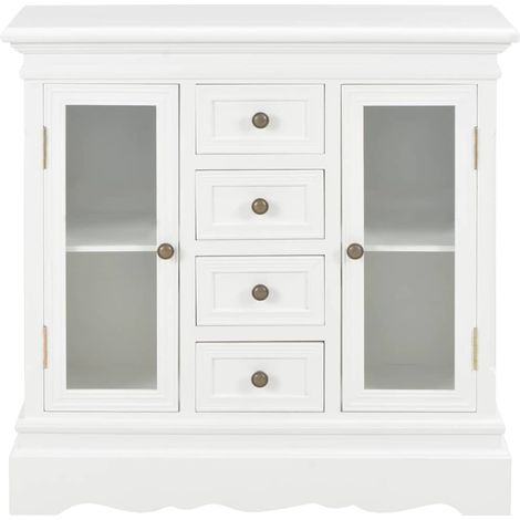Sideboard/Anrichte/Buffet Weiß 70x28x70 cm Massivholz Kiefer LXWW976308 (1/5)