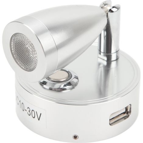 Lampe de lecture RV LED intérieure, lampe de chevet bateau yacht, 3 températures de couleur réglables, toucher, alimentation DC10-30V, argent, éclairage cabine (1/5)