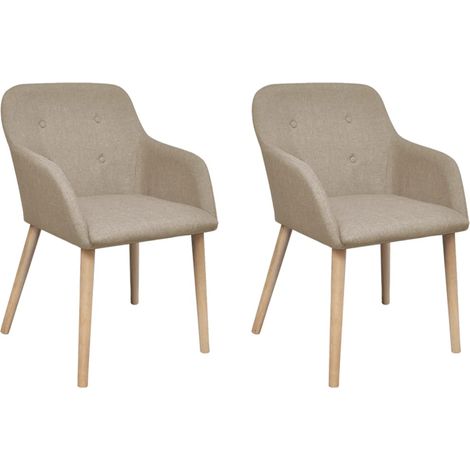 Lot de 2 chaises de salle à manger cuisine design scandinave beige tissu et chêne massif CDS020156