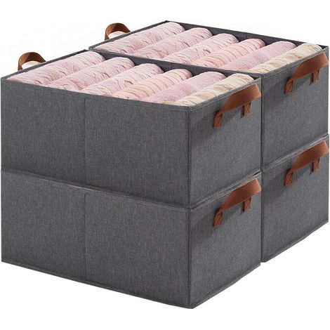 Stoffaufbewahrungsbox, 4er-Set, faltbarer Aufbewahrungskorb, 45 x 28 x 20 cm, Kleideraufbewahrungsbox mit Griff, Würfelform (1/3)
