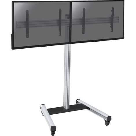 Support sur roulettes pour 2 écrans TV 50'' - 55'' - Hauteur 175cm (1/3)