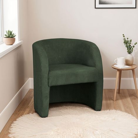 Fauteuil cabriolet 62x61x72 cm en velours côtelé vert foncé