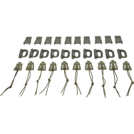 Lot de 30 sangles de fixation pour sac à dos avec anneau en D, mousqueton verrouillable, sangle élastique de gestion, boucle de rangement, couleur vert olive (1/5)