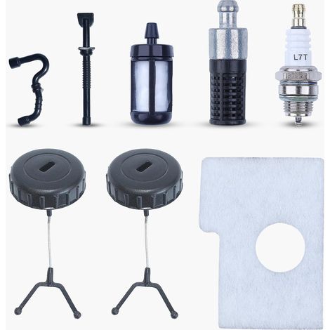 Accessoires de bouchon de carburant pour tronçonneuse pour Stihl 017 018 MS180 MS170 MS250 avec bougie filtrante pour filtre à air et ligne d'huile, kit de tuyau de carburant et d'huile (1/5)