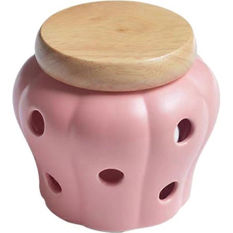 Boîtes de rangement en céramique avec couvercle en bambou, récipient pour ail et gingembre, organisateur de cuisine ajouré, ustensiles de décoration intérieure (1/5)
