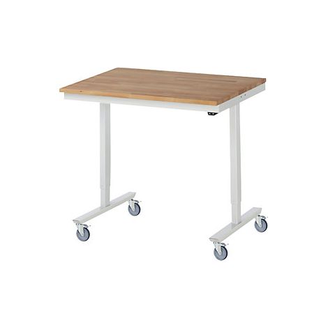 Mesa de trabajo de altura regulable eléctricamente  rodante 