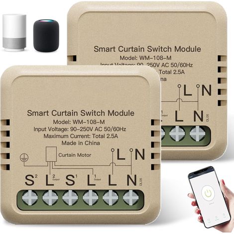 Modules Interrupteur Volet Roulant Wi-Fi Smart avec Pourcentage Réglage Relais Minuterie Volet Roulant pour Moteur Volet Roulant compatible avec Smart Life (1/5)