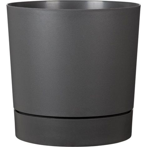 Vaso da fiori con riserva rotondo - GARDEN ID - Plano - Ø 29 - 14 L - H 29 cm - Grigio metallico