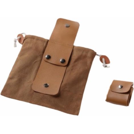 Faltbare kleine Tasche aus gewachstem Canvas und PU Leder Aufbewahrungsbeutel mit Kordelzug und Schnalle Werkzeugtasche (Kaffeebraun) (1/4)