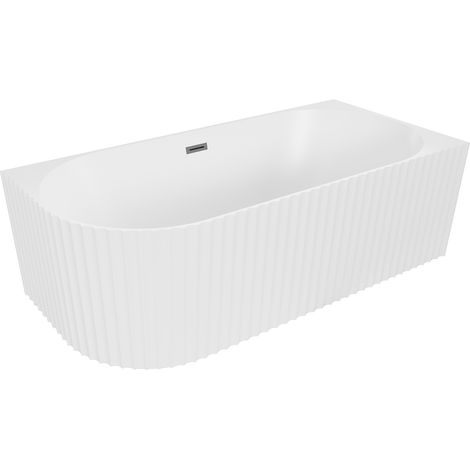 Mexen Gia bañera exenta angular acanalada derecha 150 x 75 cm, blanco mate, desbordamiento gun metal - 52701507501P-95 (1/3)