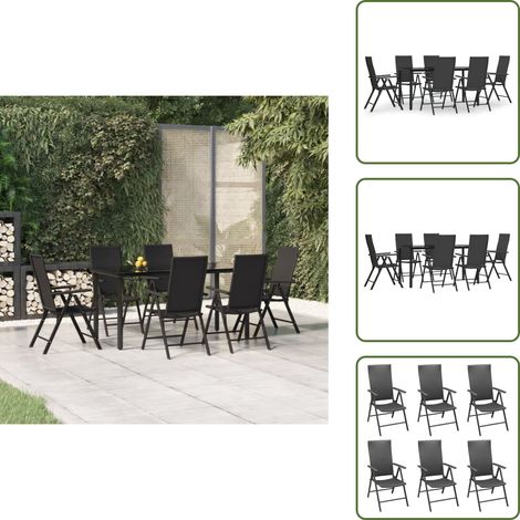 Rattan PE - vidaXL Set da Pranzo da Giardino 7 pz Nero in Polyrattan - Acciaio verniciato