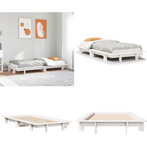 vidaXL Cadre de lit sans matelas blanc 90x200 cm bois de pin massif (1/5)