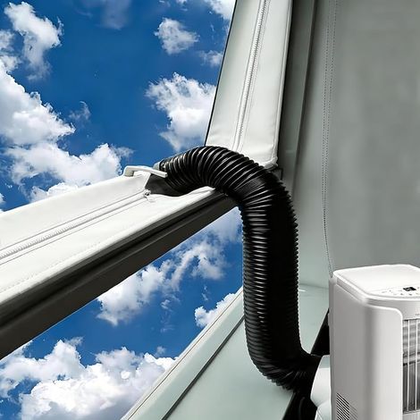 Calfeutrage Fenetre Climatiseur - Kit d'étanchéité Universel Portable pour climatiseur Mobile et sèche-Linge - Coupe-Froid Anti-air Chaud avec Fermeture éclair et adhésif (1/4)