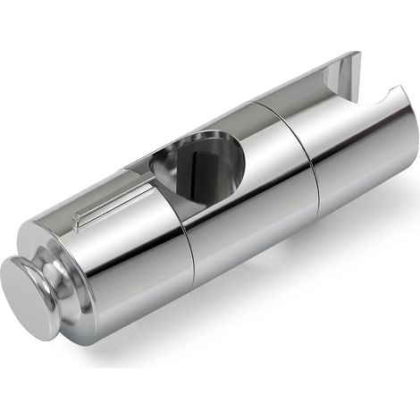 Support de pommeau de douche avec crochet latéral, pince réglable 19-25 mm pour barre de douche, support orientable à 45° pour fixation de douche de salle de bain, chromé (1/5)