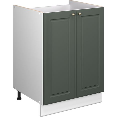 Mueble bajo para fregadero Fame-Line, Verde dorado Casa de campo/Blanco, 60 cm, Vicco