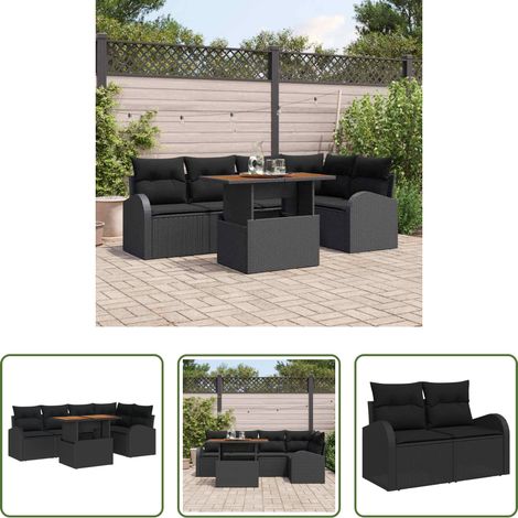 vidaXL Balkonsofa - Garten-Sofa-Set mit Speicher 6 pcs Schwarz Poly Rattan (1/5)