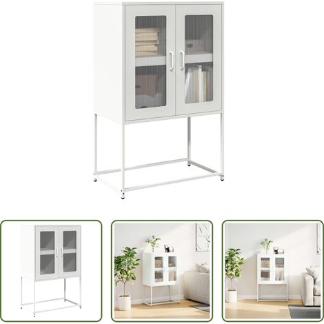 Stahl Schrank - Highboard Weiß 68x39x107 cm Stahl (1/5)
