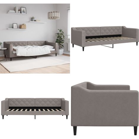 Lit de repos sans matelas taupe 80x200 cm tissu - Lit de jour - Canapé (1/5)