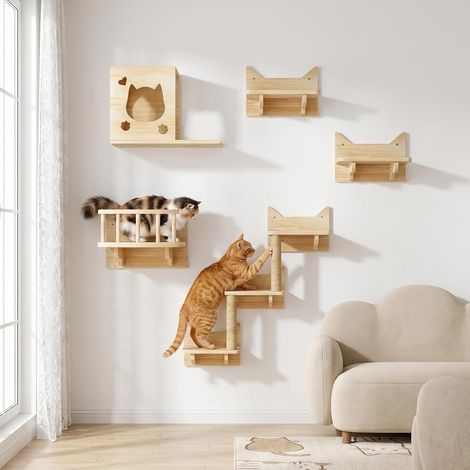 Ensemble de mur d'escalade pour chats, arbre à chat mural (1/5)