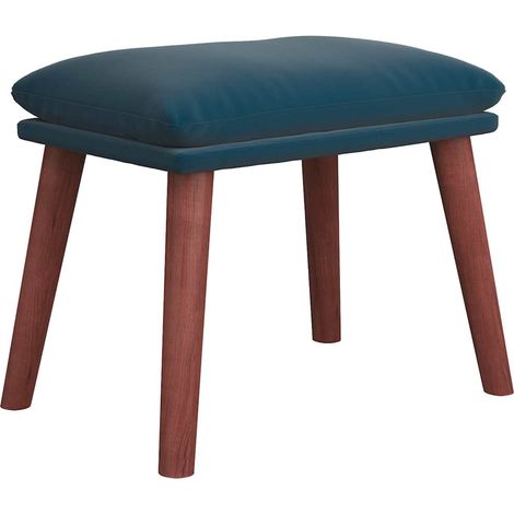 Repose-pied Tabouret Bas en Velours et Bois d'Hévéa Massif Bleu 45 x 29,5 x 35 cm (1/5)