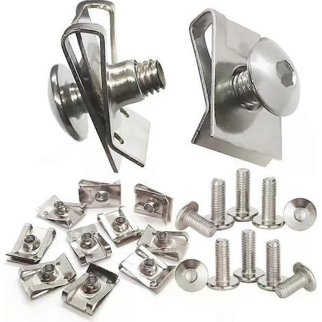 10 Sets 304 Edelstahl U-förmige Clips mit Gewinde M6, M5, M4, 5 mm, 6 mm, 4 mm, Reedmuttern und Schrauben für Auto, Motorrad, Roller, ATV (1/4)