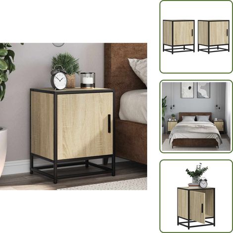 Comodino con piano - vidaXL Comodini 2pz Rovere Sonoma 40x31x50cm Legno Multistrato Metallo - Comodino con portaoggetti