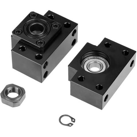 1 jeu de supports d'extrémité latéraux fixes flottants pour logement de roulement, pour vis à billes de diamètre 12 mm