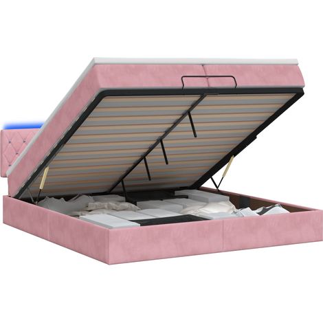 Maison Exclusive - Letto Ottomano con Materasso e LED Rosa 200 x 200 cm Velluto (1/5)