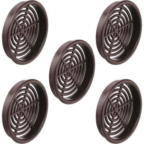 Cyclingcolors – Lot de 5 grilles de ventilation ronde en plastique 60mm – Hauteur 9mm – Pour plafond et mur – Couleur marron foncé (1/3)