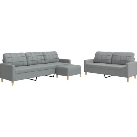 Maison Exclusive - Ensemble de canapés 3 pcs avec repose-pied gris clair tissu (1/5)