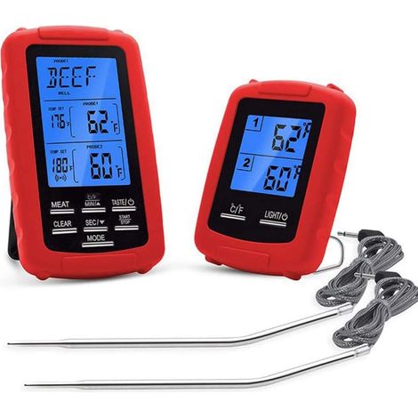 GROOFOO Thermomètre de Cuisson Sans Fil à Double Sonde - Pour Four, Grill, Rôtis, Fritures - Lecture Instantanée - Télécommande (1/5)