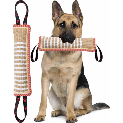 Jouet de traction pour chien en jute résistant, coussin à mâcher, jouet d'entraînement et de jeu (1/4)