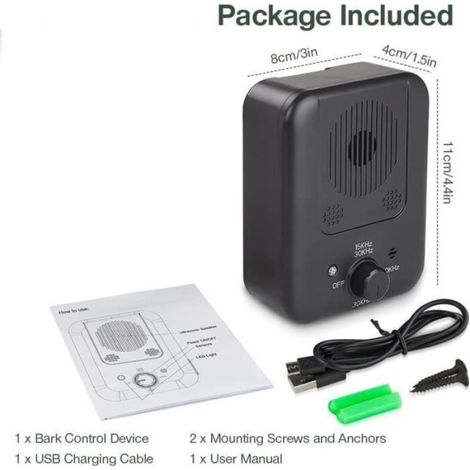 Dispositif Anti Aboiement - Détecteur Ultrasonore Automatique Étanche Rechargeable - Pour Chien - 1 Pièce (1/4)