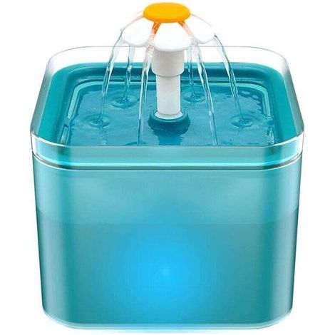 Fontaine à Eau pour Chat Ultra Silencieuse avec Filtration LED 2 Litres Trois Modes d'Eau Courante (1/4)
