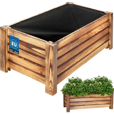 KOTARBAU® Jardinière Extérieur - Bois de Pin Imprégné - 60 x 33 x 25 cm - Rustique - jardiniere sur pieds - Bac à Fleurs Rectangulaire - Grande Capacité - avec Toile Anti-Mauvaises Herbes (1/5)