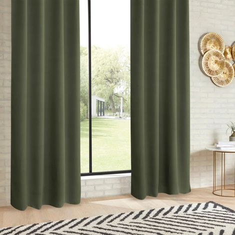 Lot de 2 Rideaux Occultants "Kerry" 135x240cm Vert Kaki
