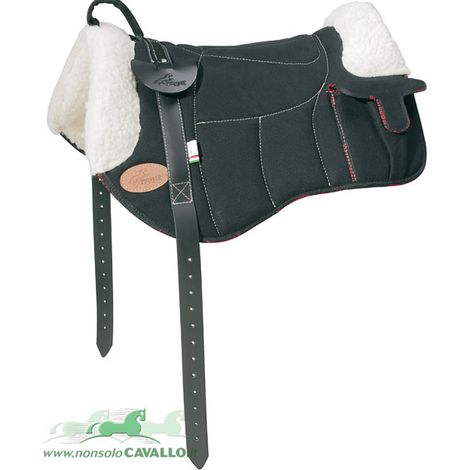 Rot - Baumwolle und Schurwolle gepolstertes Pioneer Bareback komplett mit wattiertem Sattelgurt (1/4)