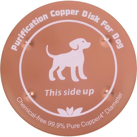 Disque Cuivre pour Abreuvoir Chien Bol, 10cm 99.99% Cuivre Pur Animal Disque Purification pour Distributeur Eau Chien avec Support 4 Points Utilisation Toute Année Naturellement Purifié (1/5)