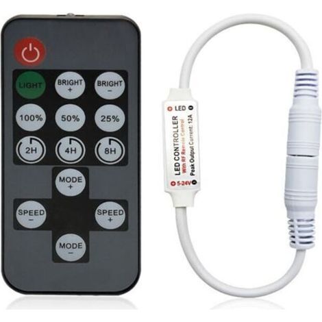 Variateur LED RF sans Fil 14 Boutons Télécommande Multifonction avec Timer, Compatible Bandes LED COB/5050 DC5V 24V, Contrôle Multidirectionnel Sans Visée (1/5)