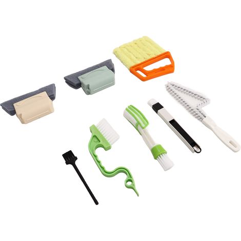 Set de 8 brosses de nettoyage pour vitres et rails de portières de voiture, pinceau pour rebords de fenêtre, brosse d’entretien des persiennes (1/5)