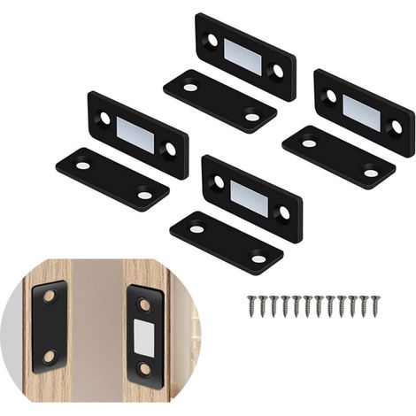 (4 Pack, Black) Cabinet Magnets Magnetic Door Catch for Drawer Closure Kitchen Cabinet Sliding Door Cupboard Closure (1/5)