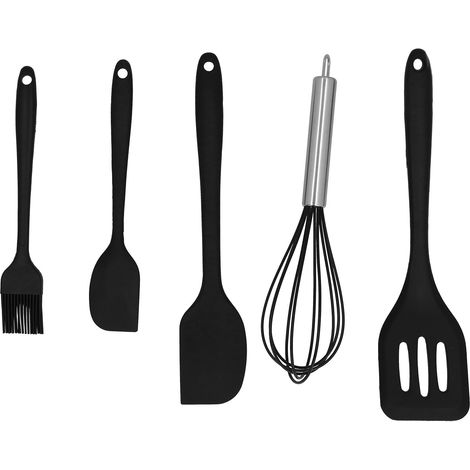 5-teiliges Silikonspatel-Set zum Backen, DIY-Küchenutensilien, Tortendekoration für den Backofen, Schwarz