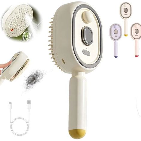 Brosse à cheveux électrique – Beige – Coussin d'air – Anti-frisottis – Rechargeable – Lumière rouge (1/5)