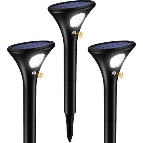 Lampe Solaire Exterieur Detecteur de Mouvement Lot de 3 LED Spot Solaire Exterieur Blanc Froid Eclairage Solaire avec Etanche IP65 Lumiere Solaire Exterieur pour Jardin Allée Chemin Terrasse (1/5)