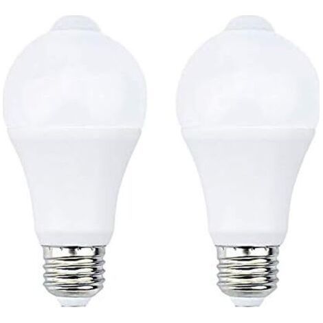 12W E27 Lampadina LED a Infrarossi con Sensore di Movimento PIR, Accensione/Spegnimento Automatico, A60 220V 700lm equivalente a 70W Alogena per Scale, Corridoi, Garage (Confezione da 2, Bianco Caldo (1/5)