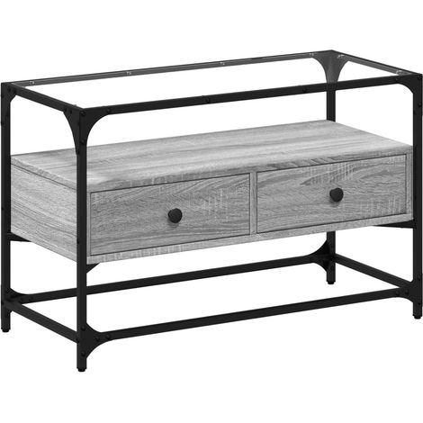 Porta TV multimediale scaffale TV credenza televisione sala da pranzo soggiorno camera da letto con piano in vetro sonoma derivati del legno grigio 020026424
